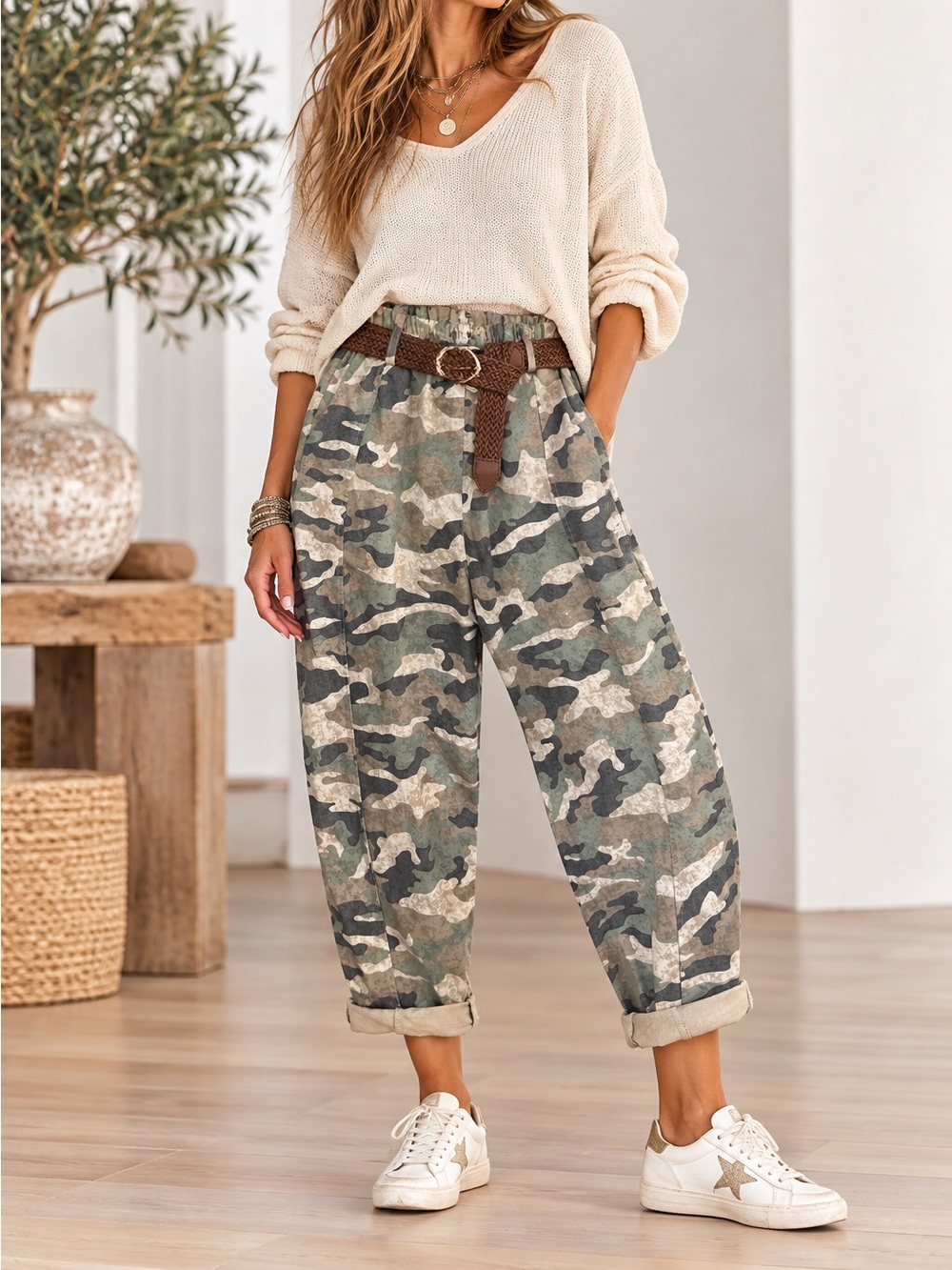 F51. From Italy 🇮🇹 Magic Camo High-Waist Relaxed Pants